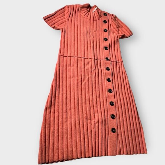 Lottie Ribbed Dress by Free People in Coral XS - Picture 4 of 9